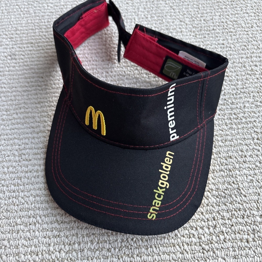 McDonald's Employee Visor Black Workwear Snack Golden Premium Adjustable